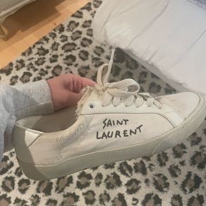 Saint Laurent court classic embroidered sneakers